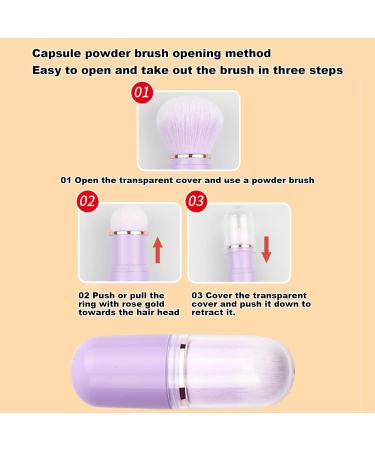 Retractable Foundation Brush Compact Powder Brush - Portable Face Brush with Lid for Foundation Blush Bronzer & Powder Travel Friendly purple - Buy Online on GoSupps.com