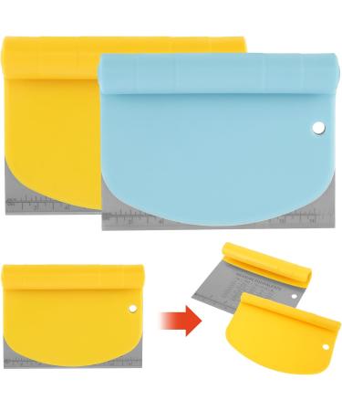 Abizarch 2 Pcs Dough Cutter Stainless Steel Pastry Scraper with Anti-Slip Handle 2 in 1 Dough Scraper and Cutter with Scale Ruler Multi-Purpose Food Scraper Tool for Baking Bread Cake Pizza Dough ZHAZ Blue+Huang - Buy Online on GoSupps.com