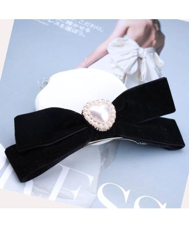 Yheakne Velvet Bow Hair Tail Clip Satin Black Long Tail Hair Bow Headpieces Winter Hair Tie Bow French Barrette Headwear Hair Accessories for Women and Girls Gifts (Satin Black) - Buy Online on GoSupps.com