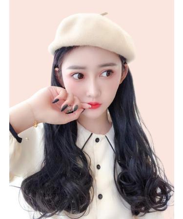 Buy BGHJUE Long Curly Hair Wig with Beret Hat - Fashionable Autumn & Winter Wig for Women - Buy Online on GoSupps.com