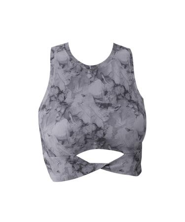 RTDGCV Fast drying yoga tank top with turtleneck and batik pattern in the rib pattern Lauflebgings Women Sport BH Push Up padded B XL