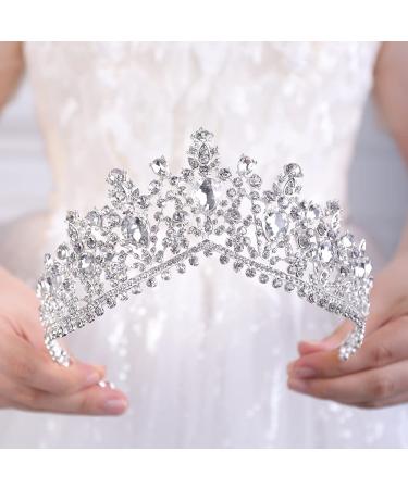 JWICOS Crystal Pearl Queen Tiara - Sparkling Headpiece for Women and Girls (Silver) - Buy Online on GoSupps.com