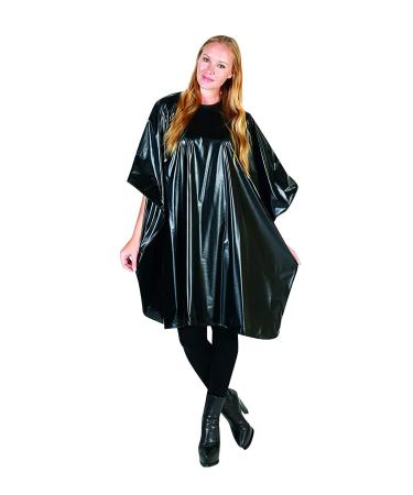 Betty Dain 324V Jumbo Shampoo Cape, Waterproof, Stain Resistant Vinyl, Touch-and-Close Fastener, Soft, Water Resistant, Nylon Neckband, Safe For All Salon Processes, 45" x 54" Long, Extra Large, Black
