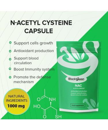 Black Swan NAC 1000 mg Capsules - Anti-Inflammatory & Immune Support - Vegetarian Formula - Enhanced Blood Circulation - Boost Nutrient Absorption - 30 Capsules 30 Count (Pack of 1) - Buy Online on GoSupps.com