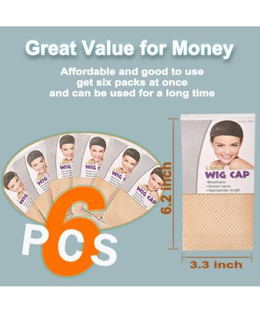 Nude Mesh Wig Cap Set - 6 Pcs Nylon Hair Net for Women's Wigs - Buy Online on GoSupps.com