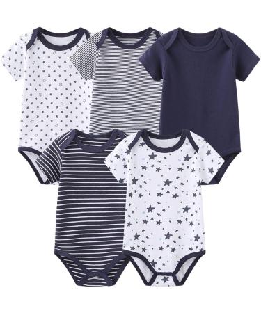 Chamie Newborn Baby 10-Piece Clothing Set - Short-Sleeved Bodysuits, Pants, Vests in Pure Cotton - Navy Blue - Unisex - Sizes 0-12M - Buy Online on GoSupps.com