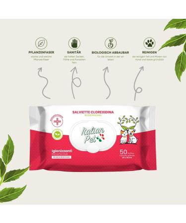 Buy Italian Biodegradable Chlorhexidine Towels for Pets | 50 Disposable Wet Cleaning Cloths for Dogs & Cats - Eco-Friendly Pet Care - Buy Online on GoSupps.com