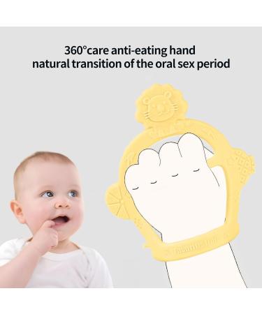 2-Piece Baby Bite Gloves & Toy Set - Silicone Biting Relief for Teething Pain - Yellow - Buy Online on GoSupps.com