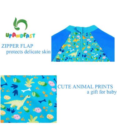 UPF 50+ Blue Dinosaur Zipper Swimwear for Baby Boys/Girls 3-6 Months - Buy Online on GoSupps.com