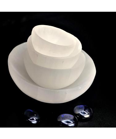 Selenite Round Bowl - Hand-Carved Crystal Holder for Cleansing and Charging (10 cm) - Buy Online on GoSupps.com