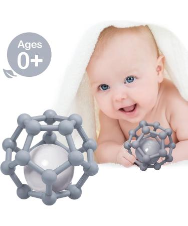 MCGMITT Teething Toys for Baby - Soft Silicone Teething Ball Rattle Toy for Babies 3-12 Months - Grey - Buy Online on GoSupps.com