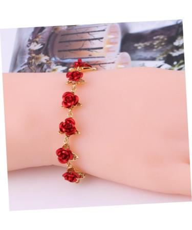 CHILDWEET Rose Bracelet Wristbands Bracelets Red Decor Rose Decor Women Jewelry Accessories Miss Alloy Fashion - Buy Online on GoSupps.com