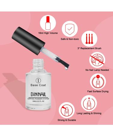 BINNAIL Dip Gel Kit with Base, Activator, Top Coat & 3 Dip Liquids - Dipping Nails Set - Buy Online on GoSupps.com