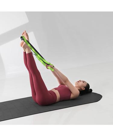 SANKUU Stretching Strap with 12 Loops + Workout Poster | Non-Elastic Yoga Straps for Physical Therapy & Exercise | Green Hamstring Stretcher for Pilates, Dance, Gymnastics | Women & Men - Buy Online on GoSupps.com