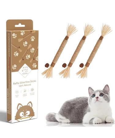 Potaroma Cat Toys Natural Silvervine Sticks, Catmint Silvervine Blend Sticks, Catnip Cat Chew Toys for Kittens Teeth Cleaning, Matatabi Dental Care Cat Treat , Edible Kitty Toys for Cats Lick 3 Sticks