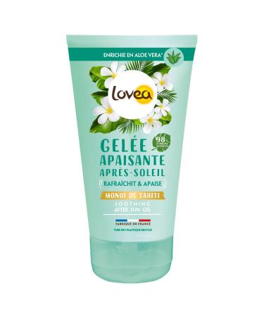 LOVEA - Soothing After-Sun Jelly Face & Body - Monoi from Tahiti & Aloe Vera - Moisturizes, Softens & Quenches Skin - 98% Natural Origin - No Dye - Vegan - Made in France - 150ml