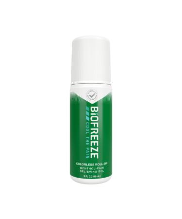 Biofreeze Roll-On Pain-Relieving Gel 3 FL OZ, Colorless Topical Pain Reliever For Muscles And Joints From Arthritis, Backache, Strains, Bruises, & Sprains (Package May Vary) Single Pain Relief Roll-On