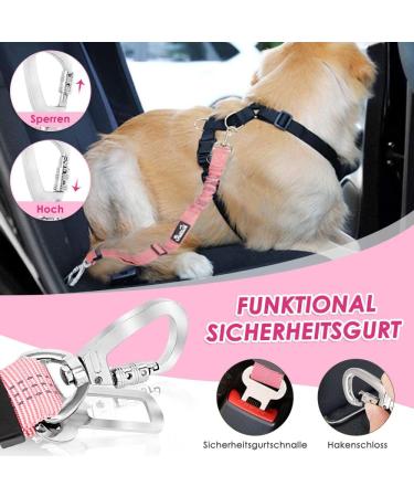 Eyin Dog Harness with Safety Belt for Car - Adjustable & Breathable - Pink XS - 2 Carabiner Hooks & Seat Belt Buckle - Buy Online on GoSupps.com