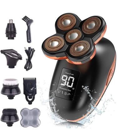 Electric Razor for Men 5D Floating Electric Shaver for Men 5 in 1 Shavers Beard Hair Trimmer Grooming Kit LED Display USB Rechargeable Portable Shaver Black