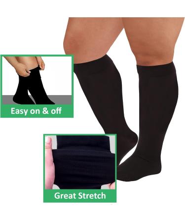 3 Pairs Plus Size Compression Socks (20-30 mmHg) for Women & Men Wide Calf Extra Large Knee High Stockings for Nurses Seniors 3X-Large Black - Buy Online on GoSupps.com