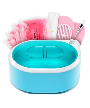 YAOBLUESEA Paraffin Bath for Hands and Feet Professional Quick Heating Paraffin Bath Device with 4 x 200 g Paraffin + 1 x Brush + 1 x Heat Insulation Grid + 50 Disposable Bags + Other (Blue-White)