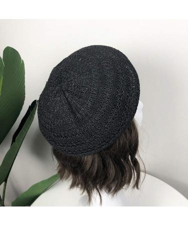 VALICLUD Black Straw Beret - French Style Hollow-Out Artist Hat for Women - Buy Online on GoSupps.com