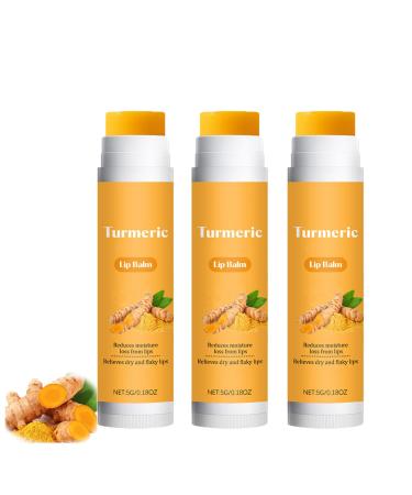 homomdy Lip balm with turmeric and lemon moisturizing and nourishing to soften dry and cracked lips brightening for dull lips reduces fine lines increases elasticity 3pcs