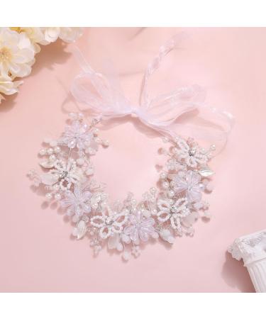 IYOU Bridal Wedding Hair Vines Silver Flower Headbands Pearls Communion Bride Bridesmaid Hair Accessories for Women and Girls - Buy Online on GoSupps.com