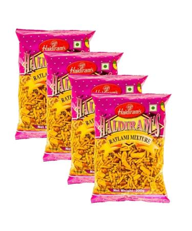 Haldiram s Savory Snacks Easy to Carry Anywhere Crispy Crunchy & Spicy Delicious Indian Namkeen Snacks Made With Authentic Taste Enjoy At Tea Time (Haldiram Ratlami Mixture Pack of 4)