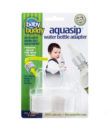 Baby Buddy AquaSip Water Bottle Adapter Turn Regular Water Bottle Into A Baby Bottle Baby Care Products Baby Stuff to Include On Registry for Baby White 2-Count