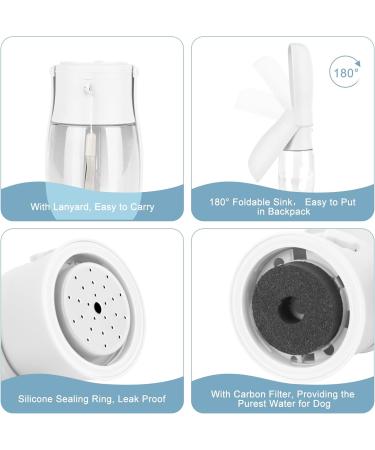 JOPHEK 550ML Portable Pet Water Bottle - Leakproof 180 Foldable Design with Activated Carbon Filter for Dogs & Cats - Perfect for Travel Walking & Camping - Buy Online on GoSupps.com