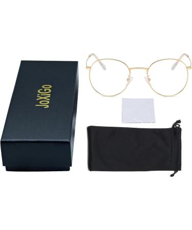 Joxigo Blue Light Filter Glasses | Retro Round Metal Frame | Anti-Fatigue & UV Protection | Includes Glasses Case - Buy Online on GoSupps.com