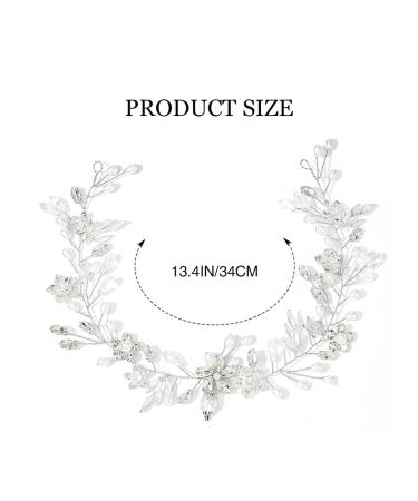 GORAIS Silver Crystal Bride Wedding Hair Vine Headband with Pearls - Bridal Flower Headpiece for Women and Girls - Buy Online on GoSupps.com