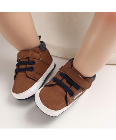 MASOCIO Baby Boy First Walking Shoes | Soft Sole Anti-Slip Prewalker 12-18 Months | Brown Infant Toddler Trainer - Buy Online on GoSupps.com
