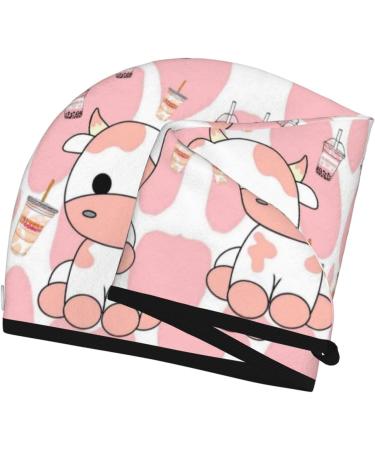 Cute Cow Pink Microfiber Hair Towel | Soft Super Absorbent Hair Wrap for Women | Quick Dry Coral Velvet Cap for Long Curly & Thick Hair - Buy Online on GoSupps.com