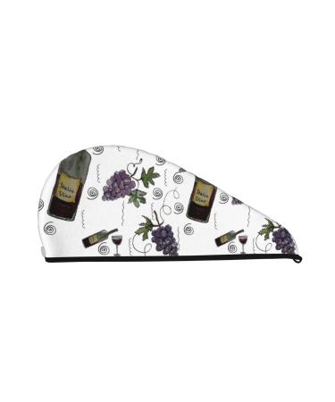 Wine Bottles and Grapes Microfiber Hair Towel Soft Super Absorbent Hair Towel Wrap for Women Coral Velvet Quick Dry Hair Cap for Long Curly and Thick Hair