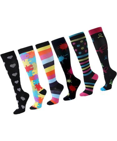 Shop Compression Stockings for Men & Women | Funny Patterns | 6 Pairs for Athletes Running Cycling & Travel - Buy Online on GoSupps.com
