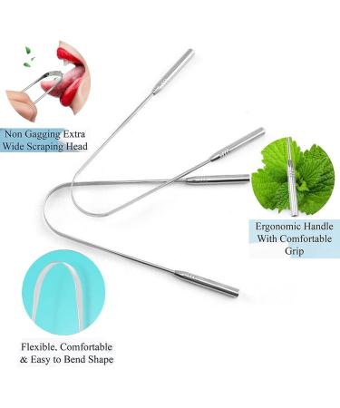 Premium Stainless Steel Tongue Cleaner Set (2 Pieces) - Antimicrobial Design for Fresh Breath | Durable Tongue Scraper | Silver Gray - Buy Online on GoSupps.com