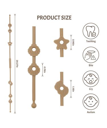 ClDy Baby Toy Pacifier Chain & Silicone Cup Catcher | BPA-Free Stroller Soother | Ocean Themed Set of 4 in White Black Brown & Light Pink - Buy Online on GoSupps.com