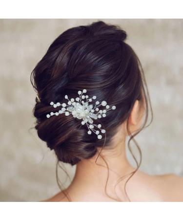Wedding Hair Accessories Fanvoes Hair Pieces Comb for Brides Bridal - Silver Vintage Headpiece Jewelry Decorations w/Rhinestone Crystal Ivory Pearl for Mother of Bride Bridesmaid Women Flower Girls - Buy Online on GoSupps.com