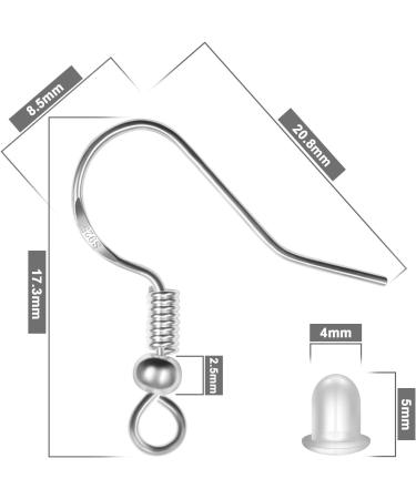 925 Sterling Silver Earring Hooks - 120 PCS/60 Pairs with Clear Silicone Backs - Hypo-allergenic Jewelry Findings for DIY Making - Buy Online on GoSupps.com