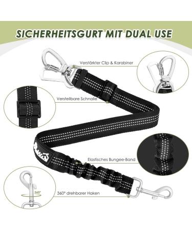 Slowton Dog Harness with Safety Belt for Car | Breathable Dog Seat Belt with 2 Carabiner Hooks | Secure & Comfortable Black Size S - Buy Online on GoSupps.com
