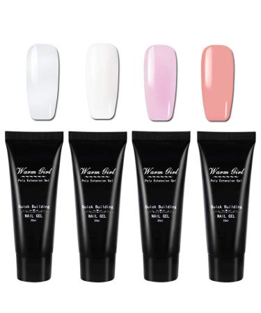 4 x Gel Nail Extension 30ml Soak Off UV LED Nail Enhancement Manicure Tool 4 x 30ml Poly Nail Gel