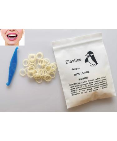 100 Pcs DentalSmile Amber Elastic Latex Braces 3.5oz 5/16 Dental Rubber Bands Medium Orthodontic Latex Bands Dentist Great for Dreadlocks  Braids  Top Knots Free Elastics Placer 1 Bag (100 Pcs)