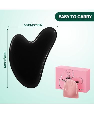 Heart Shape Black Gua Sha Stones for Facial Massage - Jade Guasha Board Tool for Skin Care Beauty & Muscle Relaxation - Buy Online on GoSupps.com