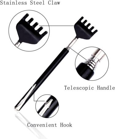 Portable Extendable Back Scratcher Set - Pack of 2 (Black + Purple) | RUTAI Telescoping Retractable Claw Metal Hand Massager - Buy Online on GoSupps.com
