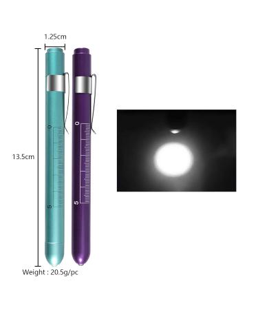 Almocn 2-Piece Medical Pen Light Set for Nurses - Reusable White Light with Pupil Teaching Ruler in Blue-Green & Violet - Buy Online on GoSupps.com