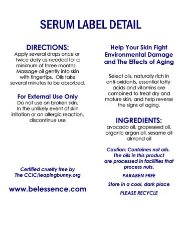 Bel Essence Organic Anti-Wrinkle Serum with Argan Oil - Hydrating Face Serum - 2 oz - Reduce Fine Lines, Firm & Moisturize Skin - Clean & Even Tone - Buy Online on GoSupps.com