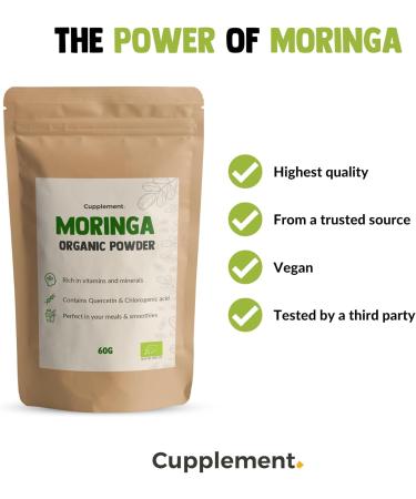 Cupplement - Moringa 60g - Organic - Free Scoop - Superior Quality Powder - Buy Online on GoSupps.com