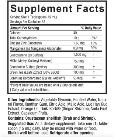 Kentucky Waterford Natura Answers Vloeibare Gluco Samine Condrotin & MSM Oranje 480 ML - Buy Online on GoSupps.com